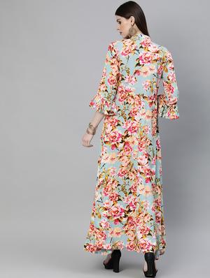 floral print flared kurta - 16994675 - Standard Image - 3
