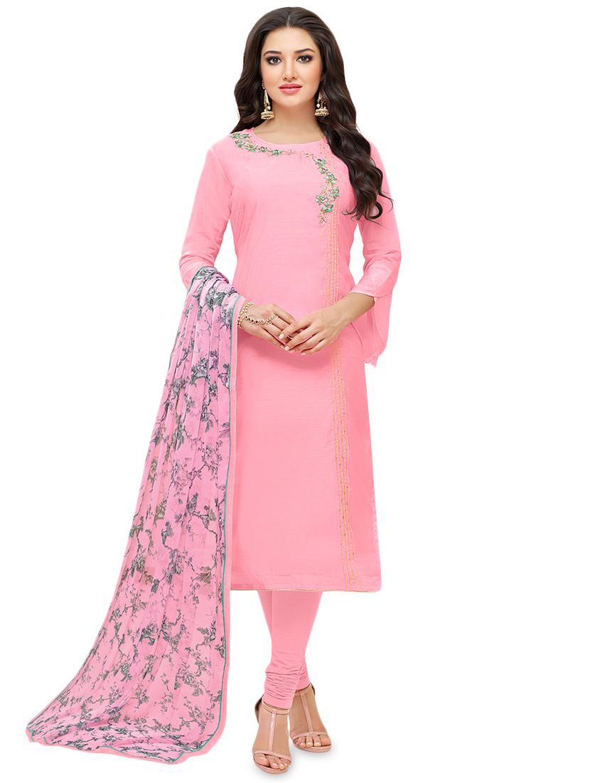 embroidered churidaar unstitched suit - 16994702 - Zoom Image - 1