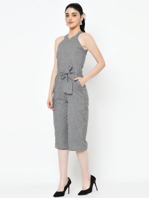 tie front gingham checkered jumpsuit - 16994875 - Standard Image - 2