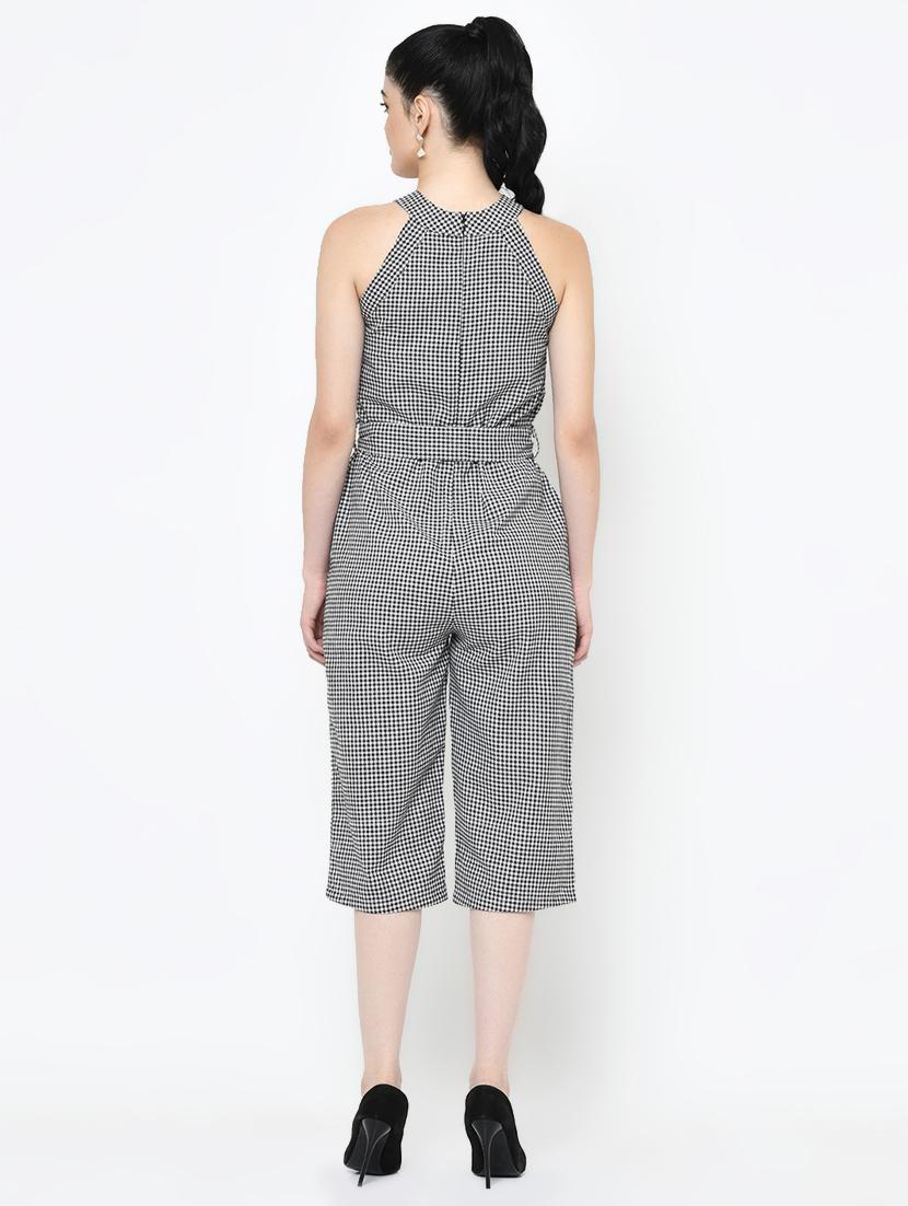 tie front gingham checkered jumpsuit - 16994875 - Zoom Image - 3