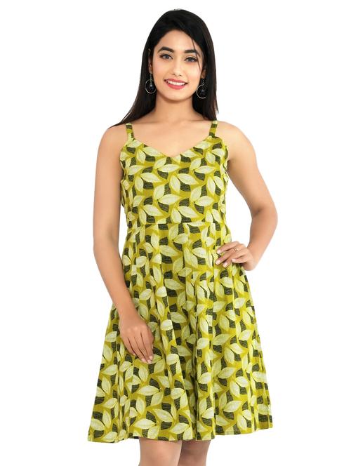 women's fit & flare leaf print dress - 16995066 -  Standard Image - 0