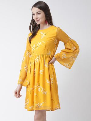bell sleeves floral a-line dress - 16995777 - Standard Image - 2