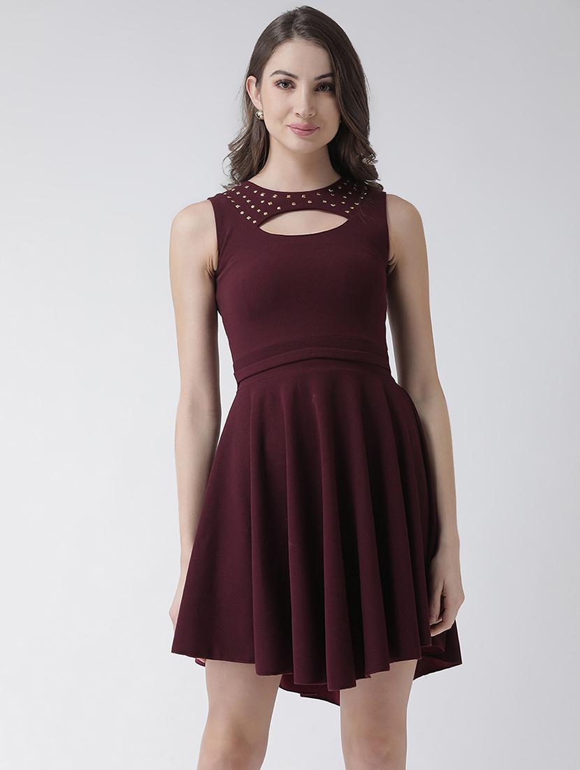 cut out detail flared dress - 16995780 - Zoom Image - 1
