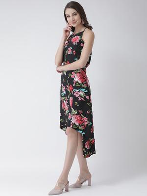 halter neck floral asymmetric dress - 16995792 - Standard Image - 2