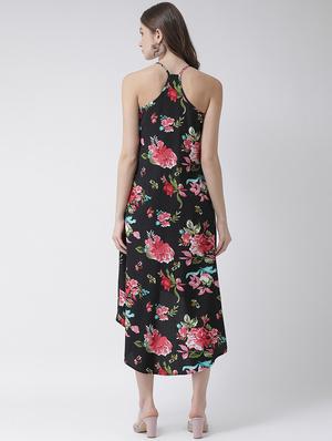 halter neck floral asymmetric dress - 16995792 - Standard Image - 3