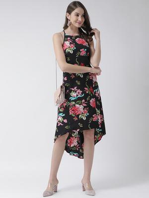 halter neck floral asymmetric dress - 16995792 - Standard Image - 4