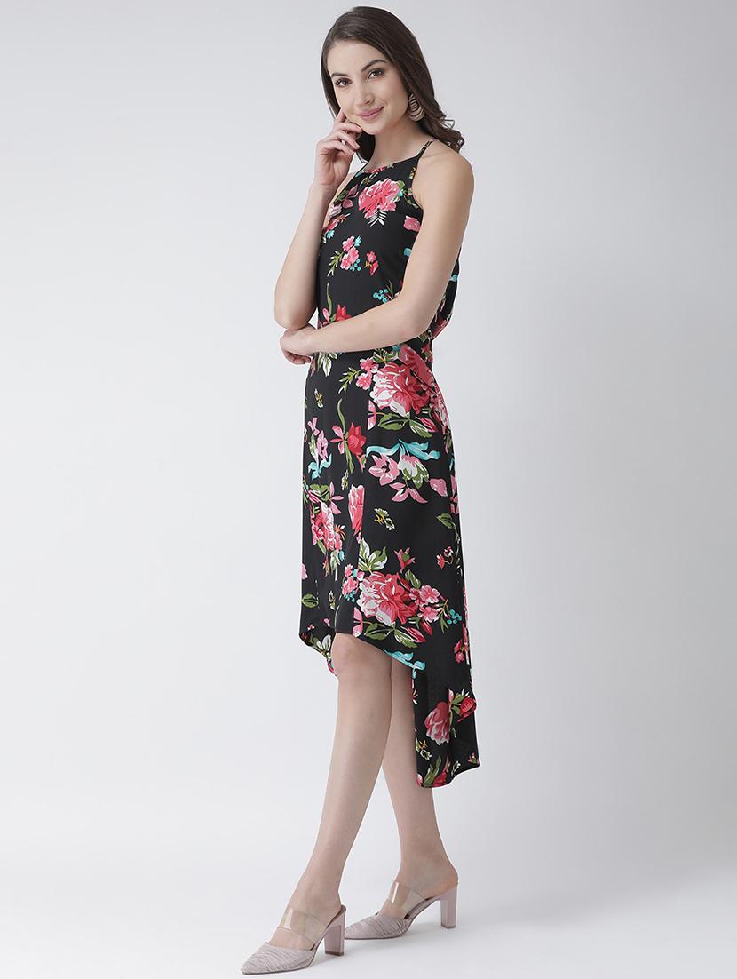 halter neck floral asymmetric dress - 16995792 - Zoom Image - 2