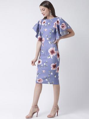 ruffled sleeves floral bodycon dress - 16995794 - Standard Image - 2