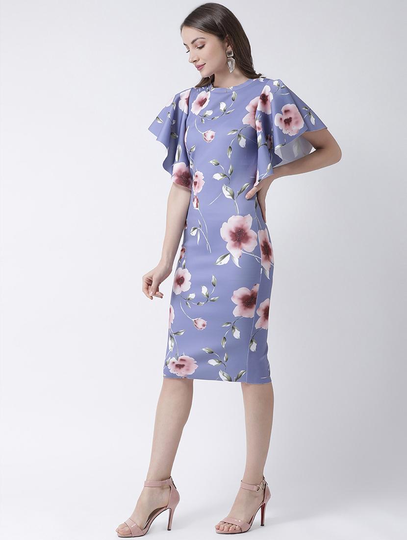 ruffled sleeves floral bodycon dress - 16995794 - Zoom Image - 2