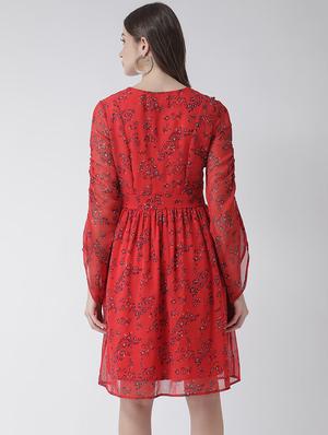 frill detail floral a-line dress - 16995802 - Standard Image - 3