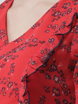 frill detail floral a-line dress - 16995802 - Standard Image - 5