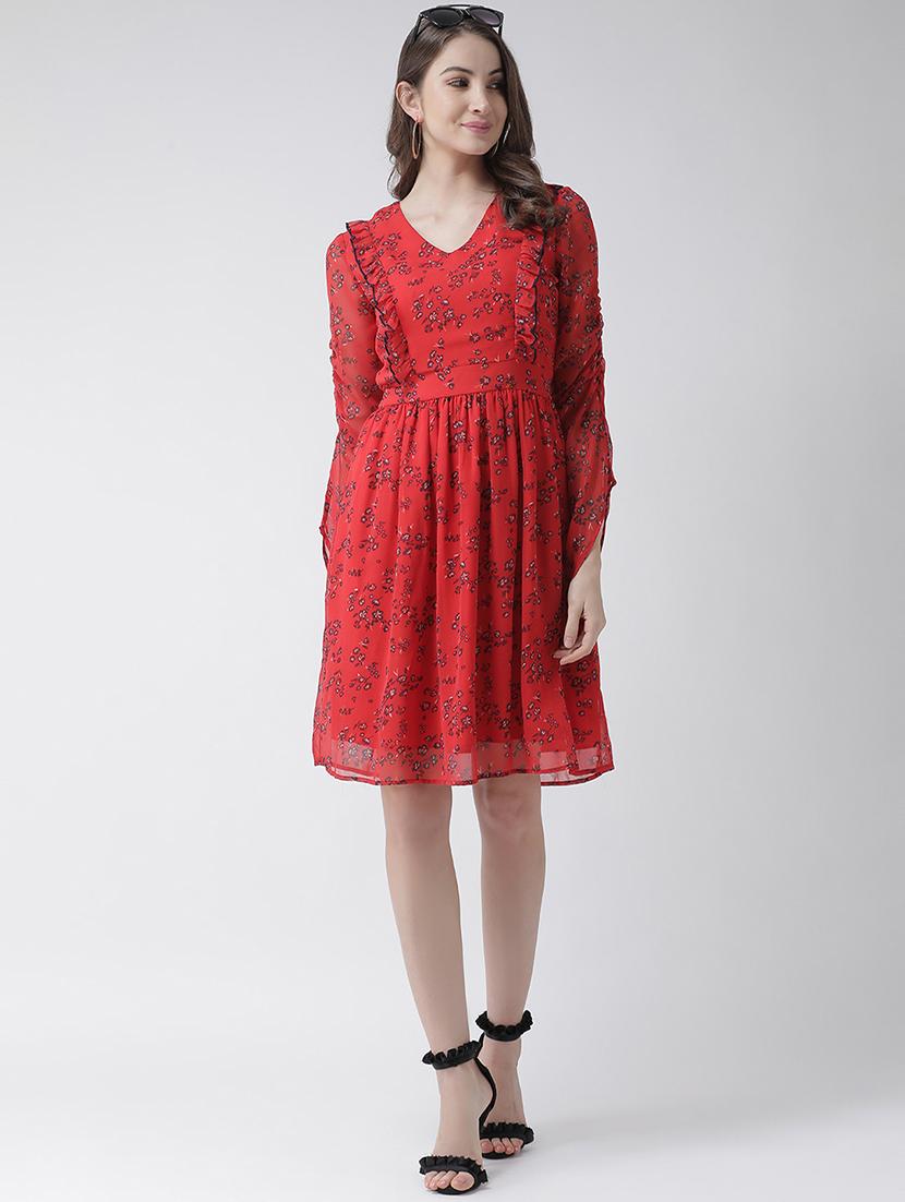 frill detail floral a-line dress - 16995802 - Zoom Image - 4