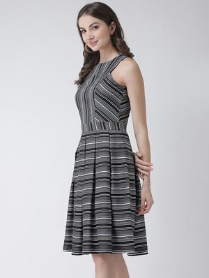 round neck striped a-line dress - 16995803 - Standard Image - 2