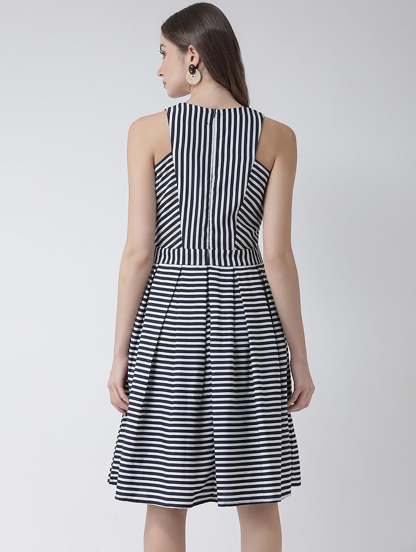 round neck striped a-line dress - 16995804 - Zoom Image - 3