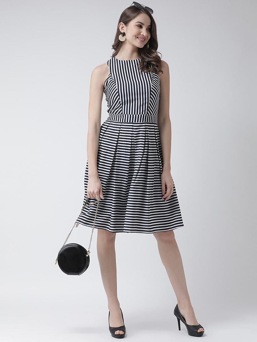 round neck striped a-line dress - 16995804 - Zoom Image - 4