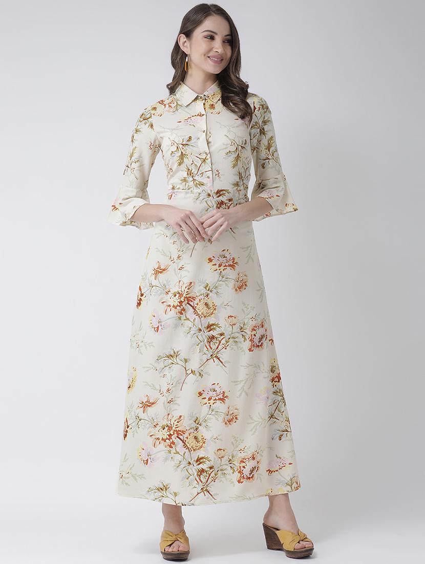flute sleeves floral maxi dress - 16995805 - Zoom Image - 1