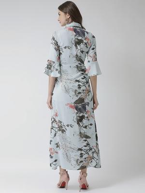 purist blue flute sleeves floral dress - 16995806 - Standard Image - 3