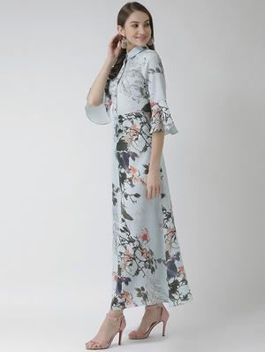purist blue flute sleeves floral dress - 16995806 - Standard Image - 4