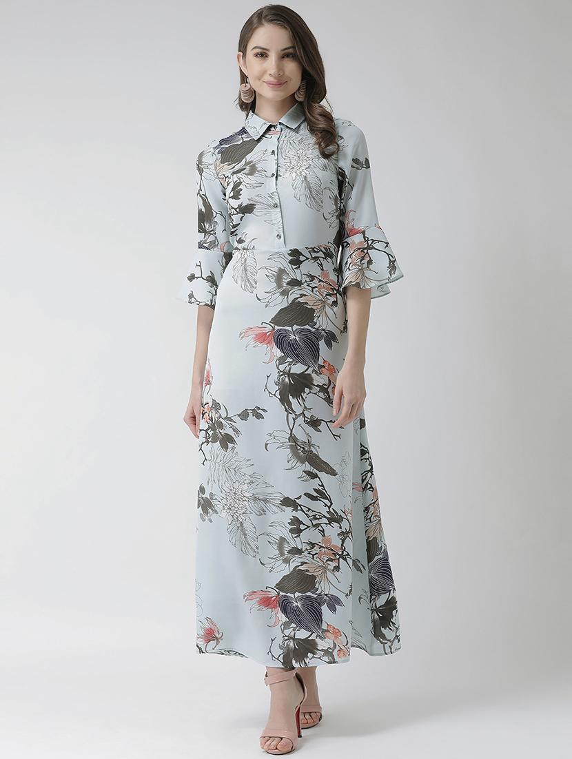 purist blue flute sleeves floral dress - 16995806 - Zoom Image - 1