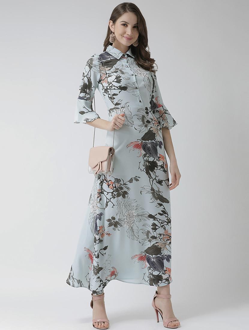 purist blue flute sleeves floral dress - 16995806 - Zoom Image - 2