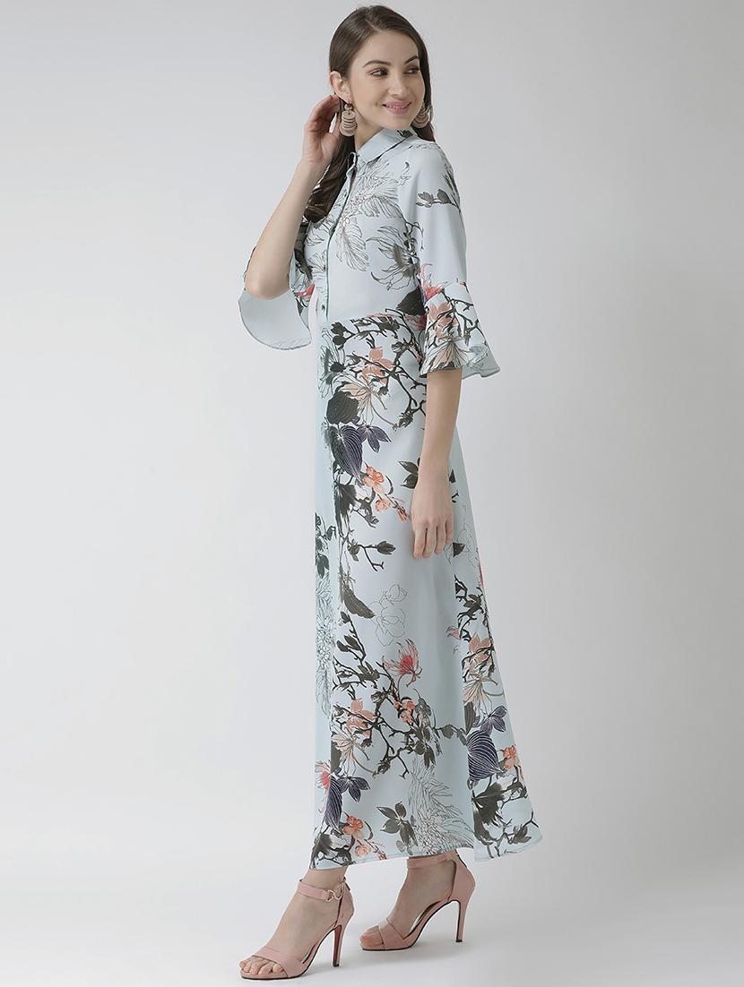 purist blue flute sleeves floral dress - 16995806 - Zoom Image - 4