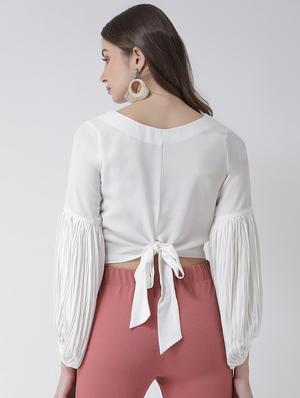 bouffant sleeves tie back top - 16995814 - Standard Image - 3
