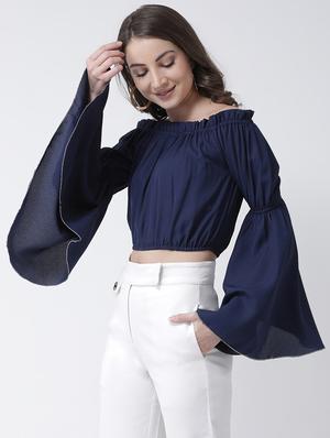 bell sleeves crop top - 16995815 - Standard Image - 2