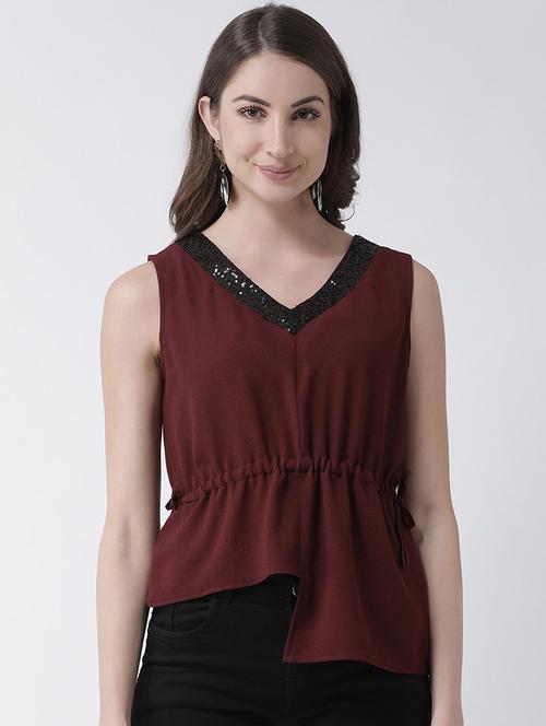 embellished neck asymmetric top - 16995819 - Standard Image - 1