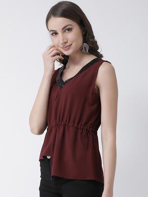 embellished neck asymmetric top - 16995819 - Standard Image - 2