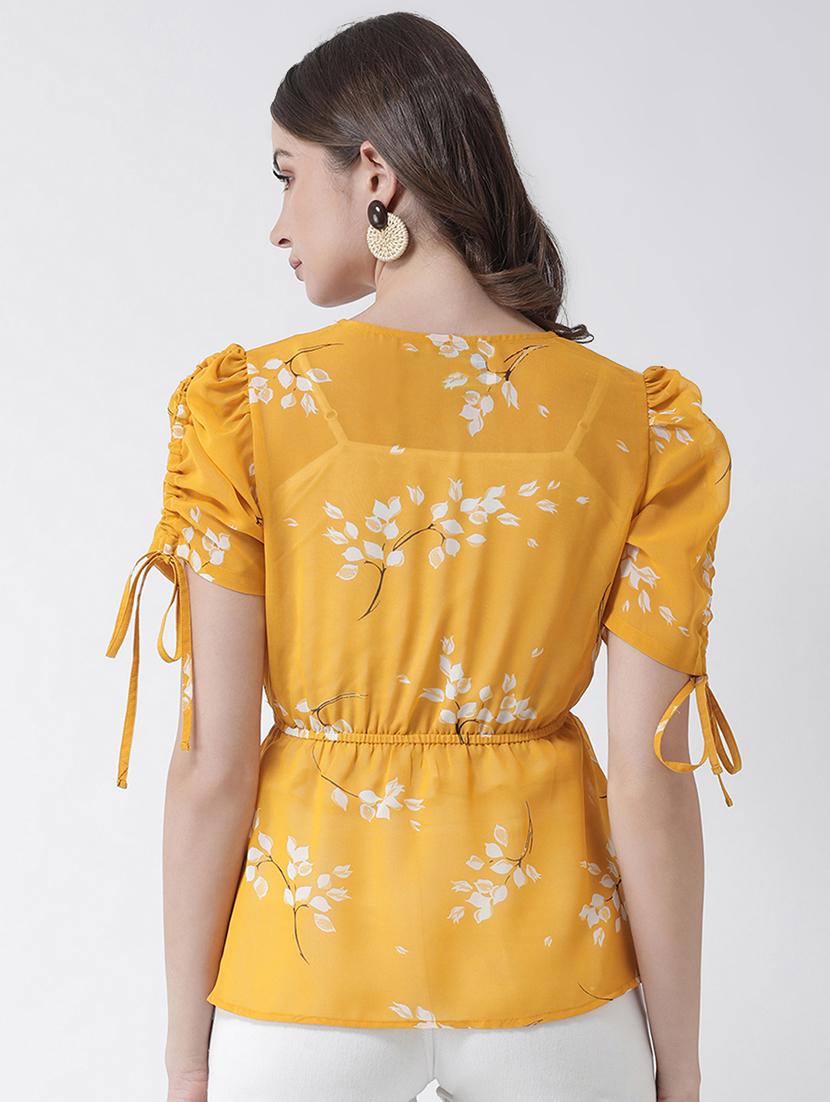 drawstring sleeves floral top - 16995821 - Zoom Image - 3