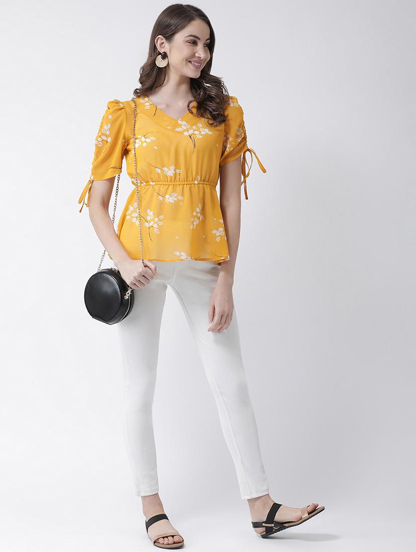 drawstring sleeves floral top - 16995821 - Zoom Image - 4