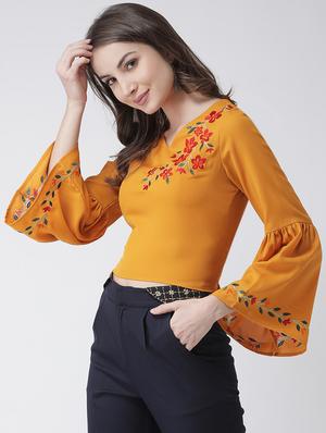 bell sleeves embroidered top - 16995824 - Standard Image - 2