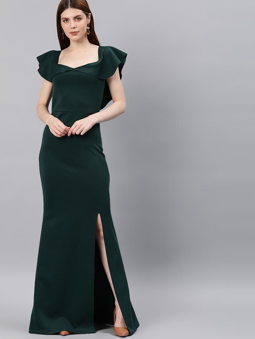 high slit ruffle detail maxi dress - 16995908 - Zoom Image - 1
