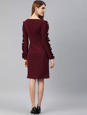 boat neck frill detail sheath dress - 16995912 - Standard Image - 3