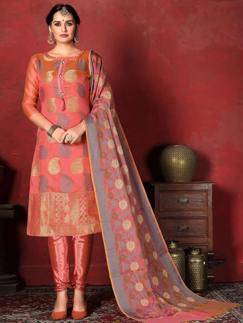 self design unstitched churidar suit - 16996005 - Standard Image - 1