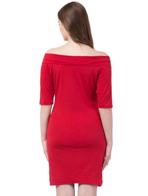 off shoulder solid bodycon dress - 16996151 - Standard Image - 3