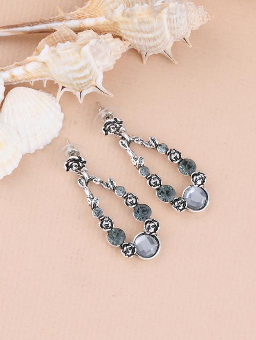grey metal drop earring - 16996158 - Standard Image - 1