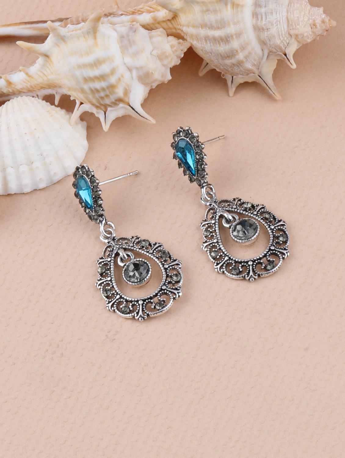 blue metal drop earring - 16996172 - Zoom Image - 1