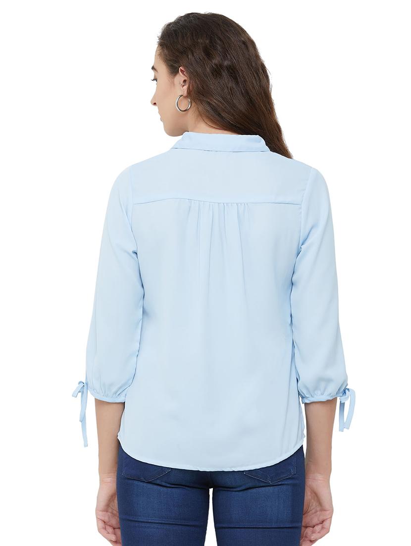 tie knot sleeved purist blue shirt - 16996446 - Zoom Image - 3