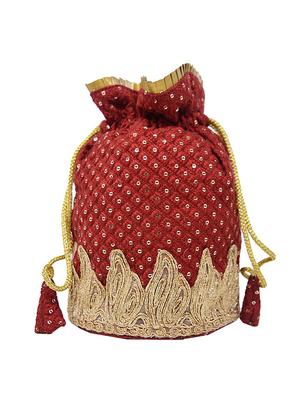 maroon cotton ethnic potli - 16996472 - Standard Image - 2