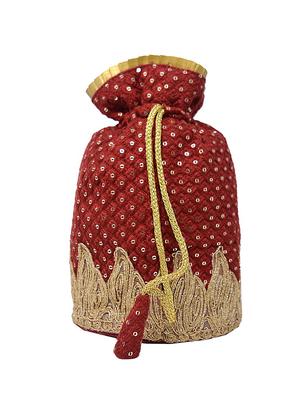 maroon cotton ethnic potli - 16996472 - Standard Image - 4