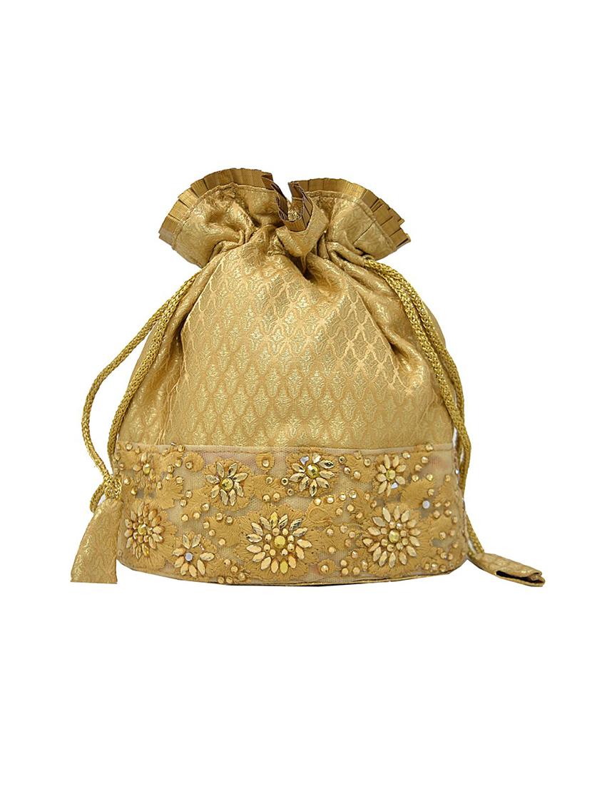 gold cotton ethnic potli - 16996473 - Zoom Image - 1