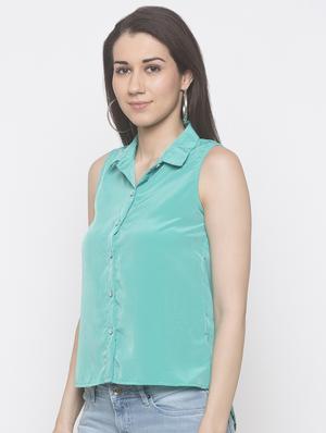 curved hem solid shirt - 16996635 - Standard Image - 2