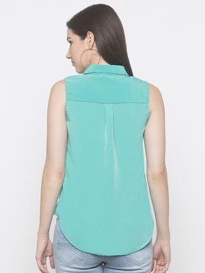 curved hem solid shirt - 16996635 - Standard Image - 3