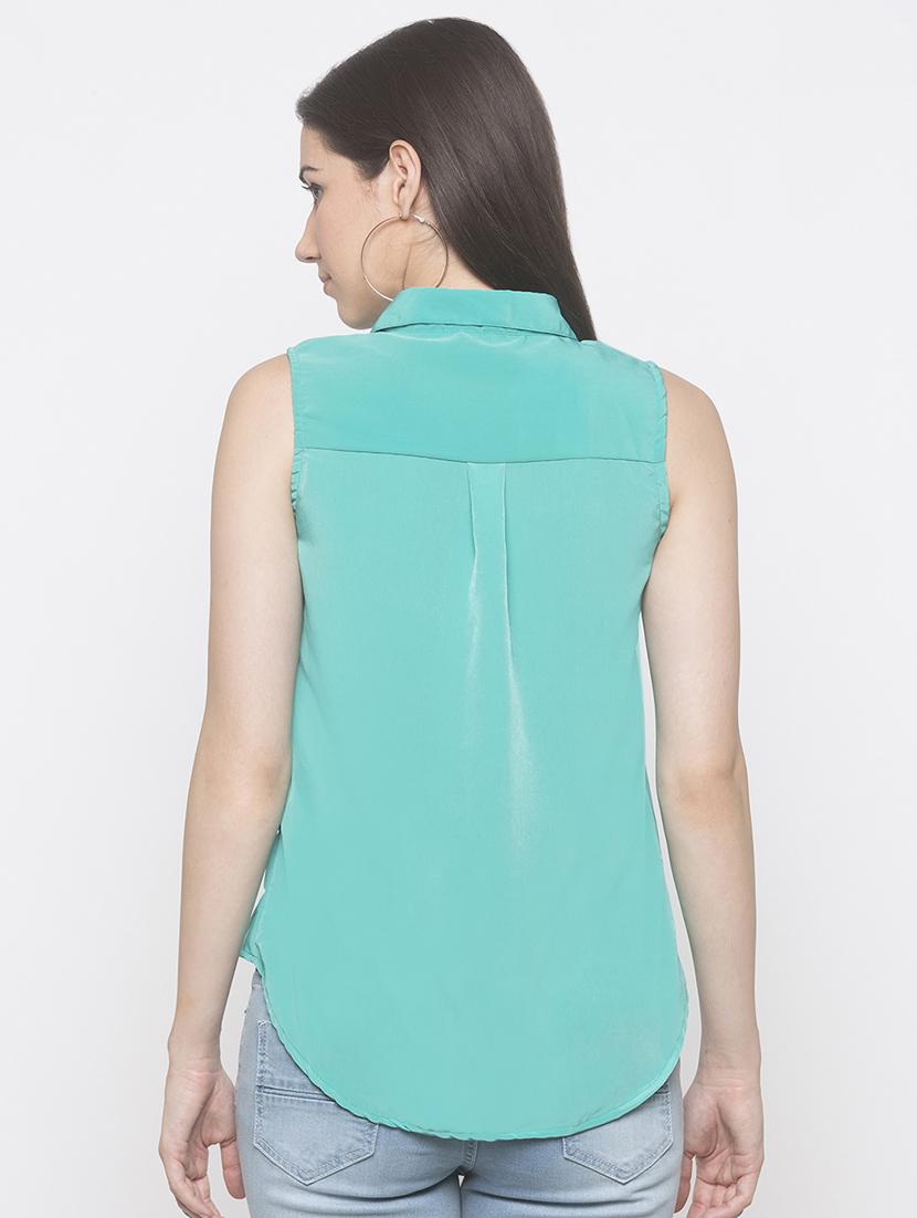 curved hem solid shirt - 16996635 - Zoom Image - 3