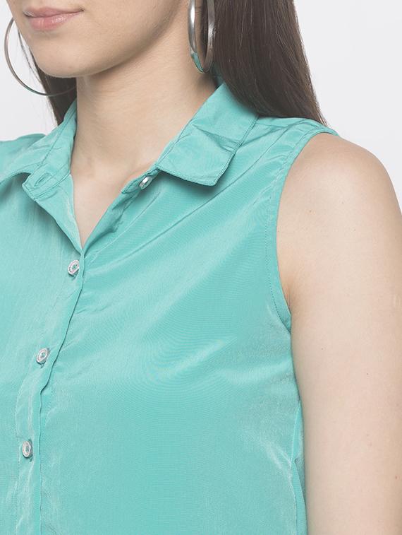 curved hem solid shirt - 16996635 - Zoom Image - 5
