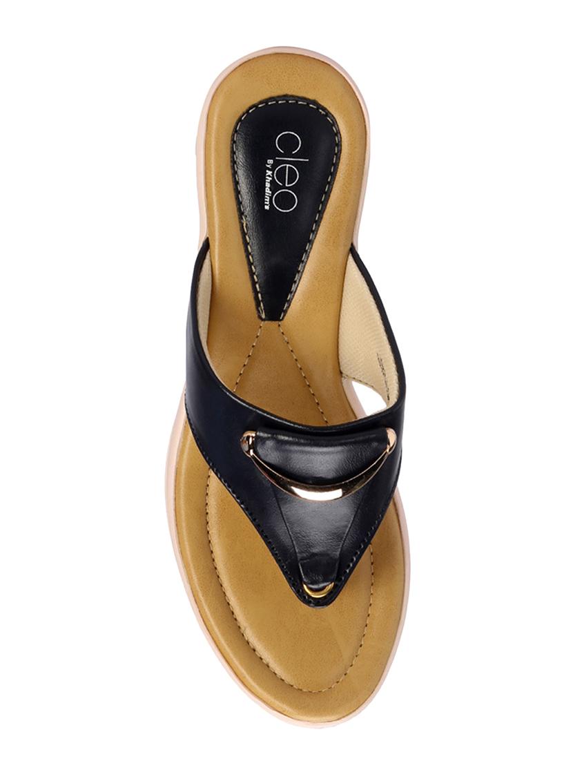 khadim's cleo women navy casual heel sandal - 16997598 - Zoom Image - 4
