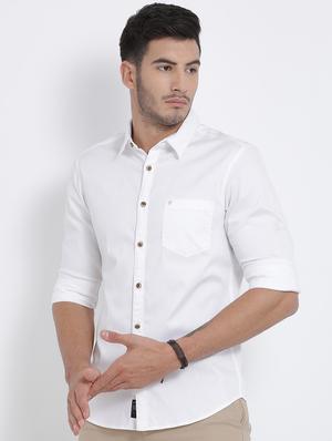 white solid casual shirt - 16997679 - Standard Image - 2