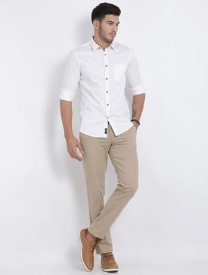 white solid casual shirt - 16997679 - Standard Image - 4