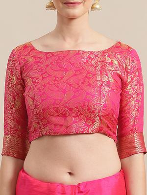 solid bordered saree with blouse - 16998071 - Standard Image - 3